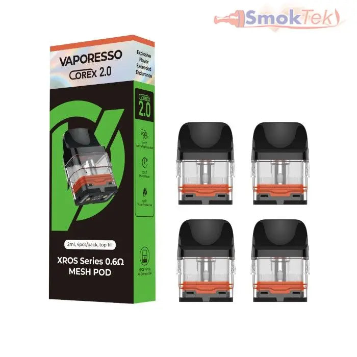 Vaporesso XROS Series Mesh POD 4 Pack | Replacement Pods for All XROS Devices SmokTek Vaporesso XROS Series Mesh POD 4 Pack | Replacement Pods for All XROS Devices SmokTek
