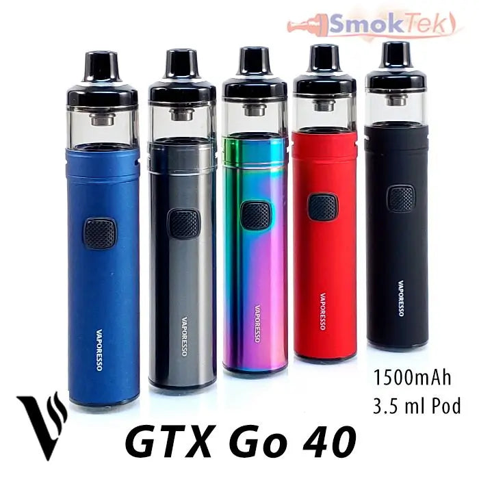 Vaporesso GTX Go 40 Pod Kit - 3.5ml, 1500mAh SmokTek Vaporesso GTX Go 40 Pod Kit - 3.5ml, 1500mAh SmokTek