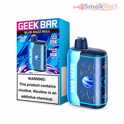 Geek Bar Pulse X 2 Blue Razz Bull 50K disposable vape, Bull Edition