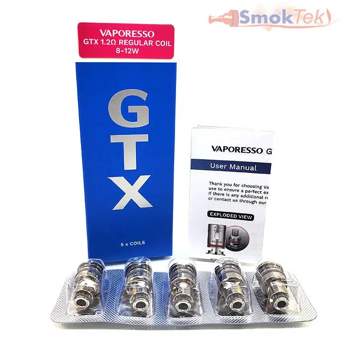 Vaporesso GTX Replacement Coils (5 Pack) - Fits Target, Swag, PM30, PM80, GTX Go, Luxe, Xiron, Gen Nano SmokTek Vaporesso GTX Replacement Coils (5 Pack) - Fits Target, Swag, PM30, PM80, GTX Go, Luxe, Xiron, Gen Nano SmokTek
