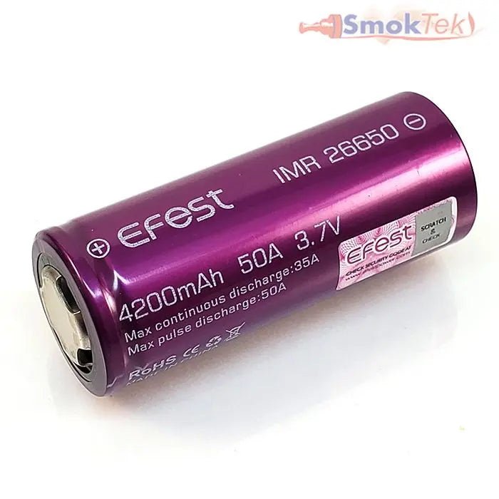 Efest Purple IMR26650 4200mAh 3.7V 50A High Drain Battery - Flat Top EFest
