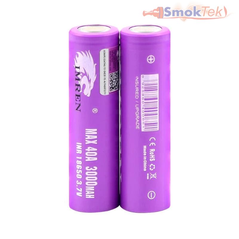 IMREN Purple 18650 3000mAh 40A Rechargeable Lithium Battery (2PCS/Pack)