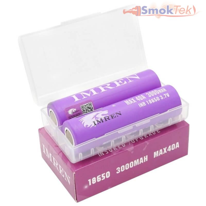 IMREN Purple 18650 3000mAh 40A Rechargeable Lithium Battery (2PCS/Pack)