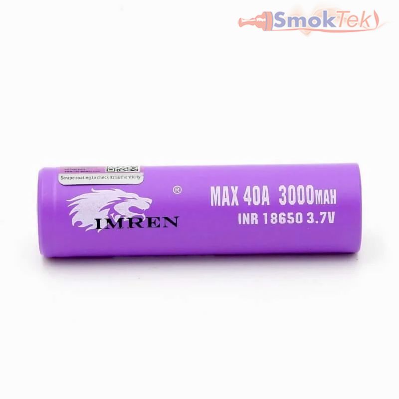 IMREN Purple 18650 3000mAh 40A Rechargeable Lithium Battery (2PCS/Pack)