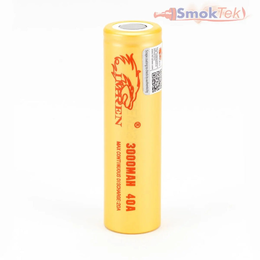 Imren Beige IMR 18650 3000mAh 40A 3.7v Battery Flat-Top - 2 Pack E-Young