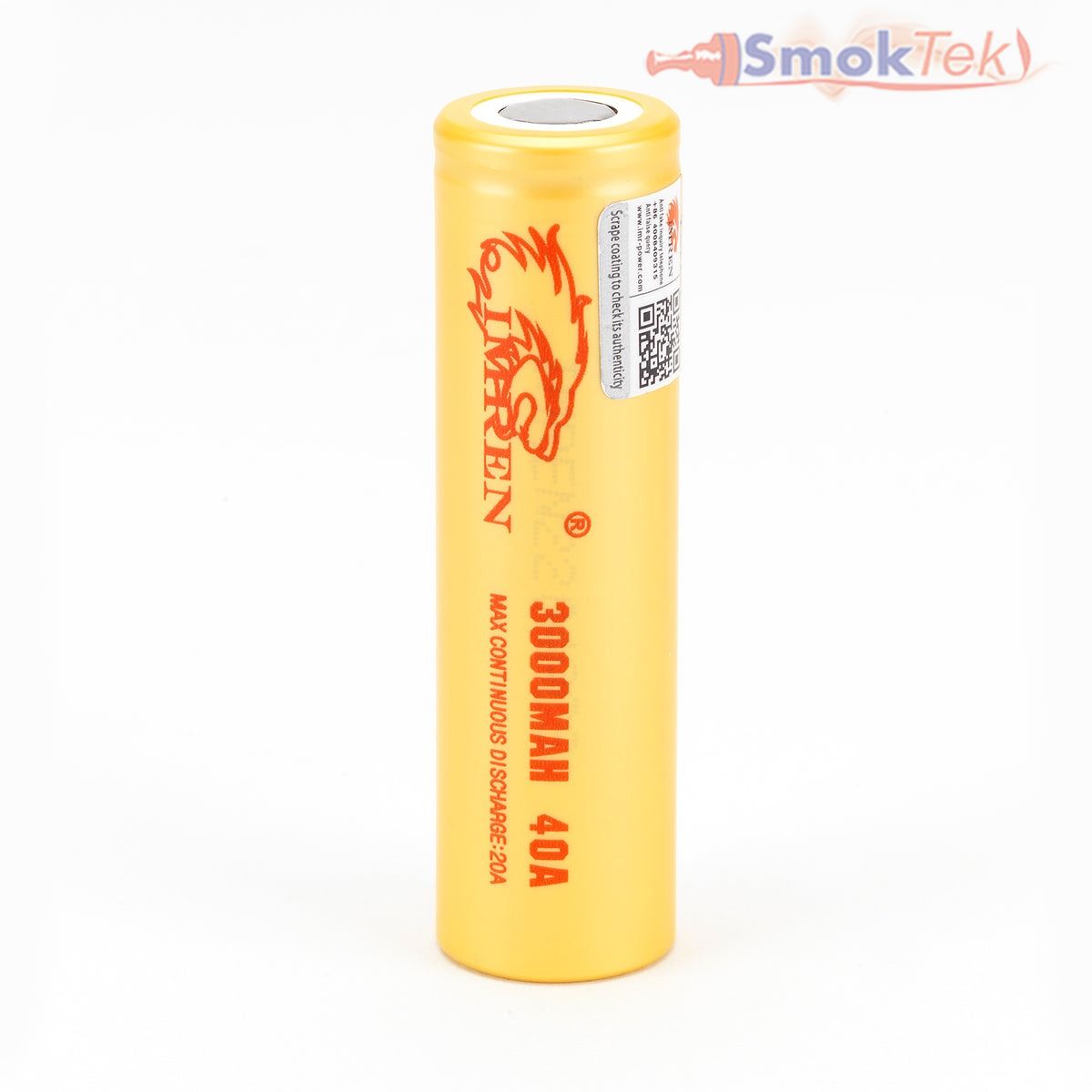 Imren Beige IMR 18650 3000mAh 40A 3.7v Battery Flat-Top - 2 Pack