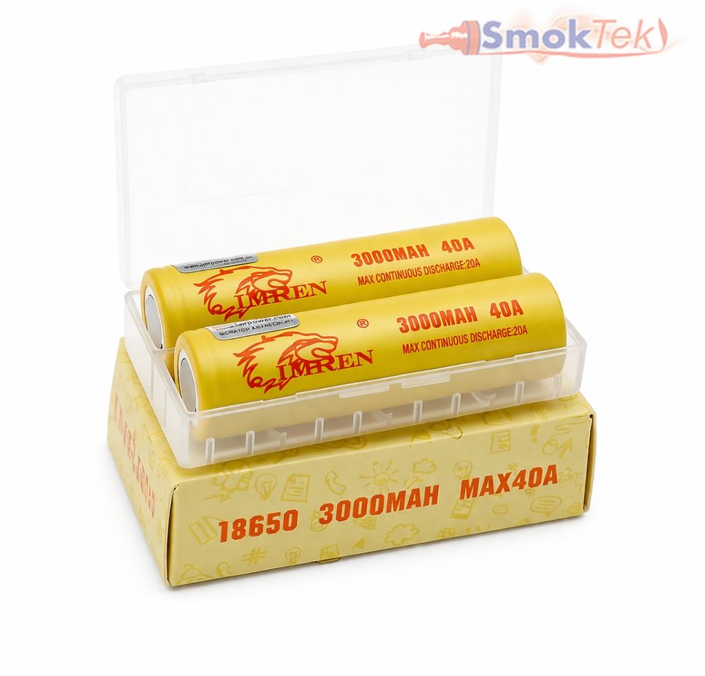 Imren Beige IMR 18650 3000mAh 40A 3.7v Battery Flat-Top - 2 Pack