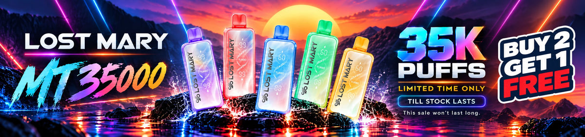 Lost Mary MT35000 disposable vapes in five colors – 35K puffs, Buy 2 Get 1 Free, limited time only