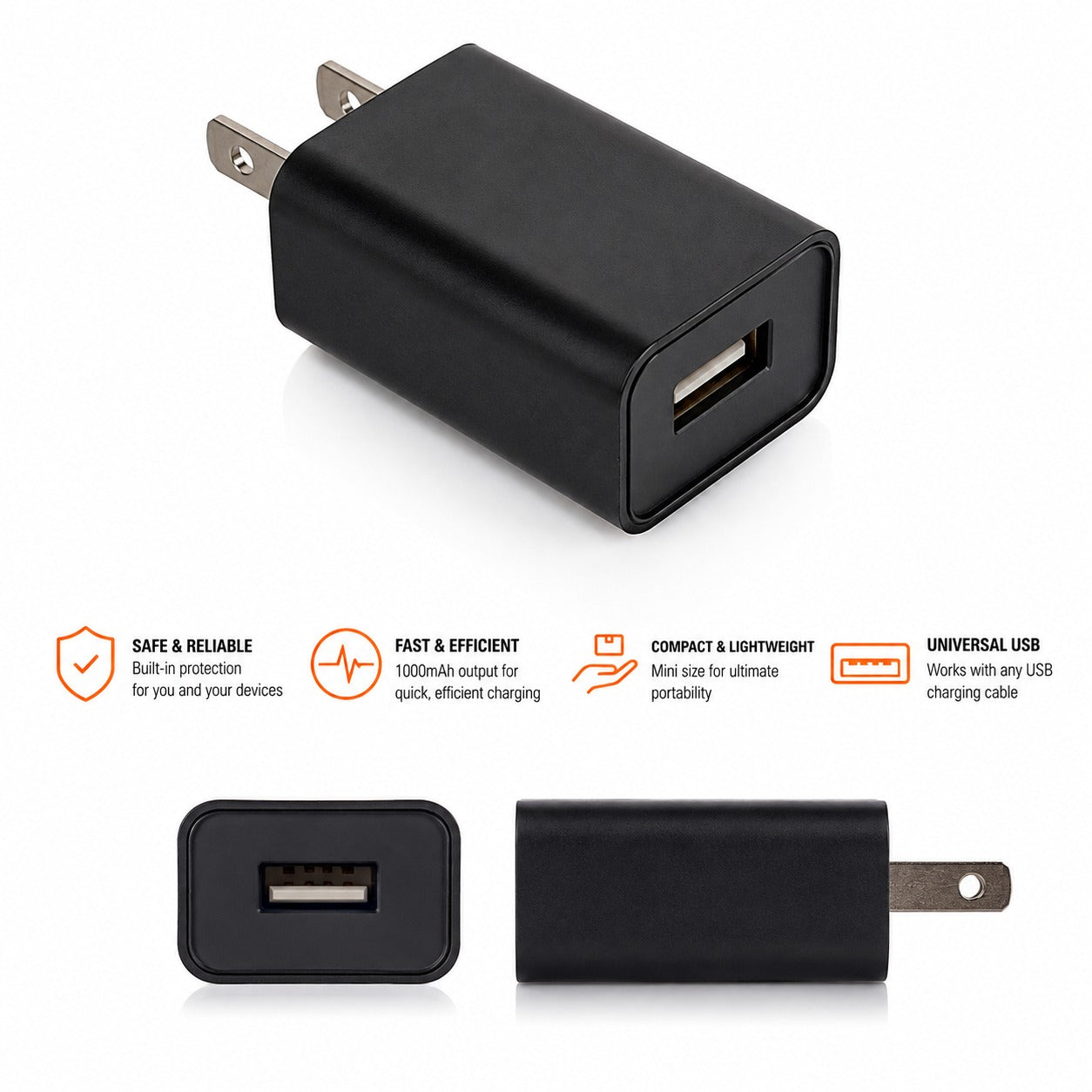 USB wall charger block 1000mA specifications - SmokTek