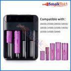 Efest Lush Q4 charger is compatible with most lithium batteries