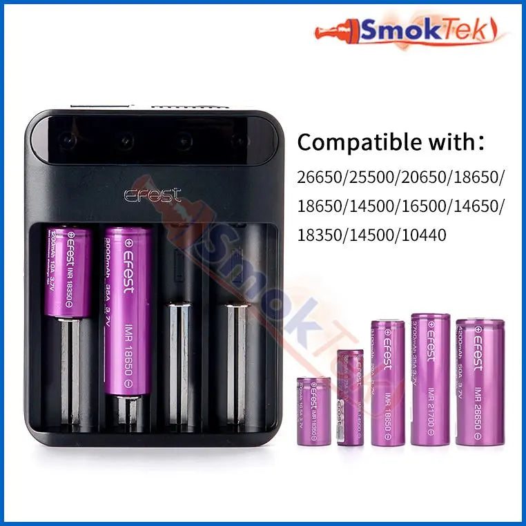 Efest Lush Q4 charger is compatible with most lithium batteries