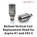 Aspire Bottom Vertical Coil Replacement Head for Aspire K1/CE5-S/Spryte - 5 Pack Aspire