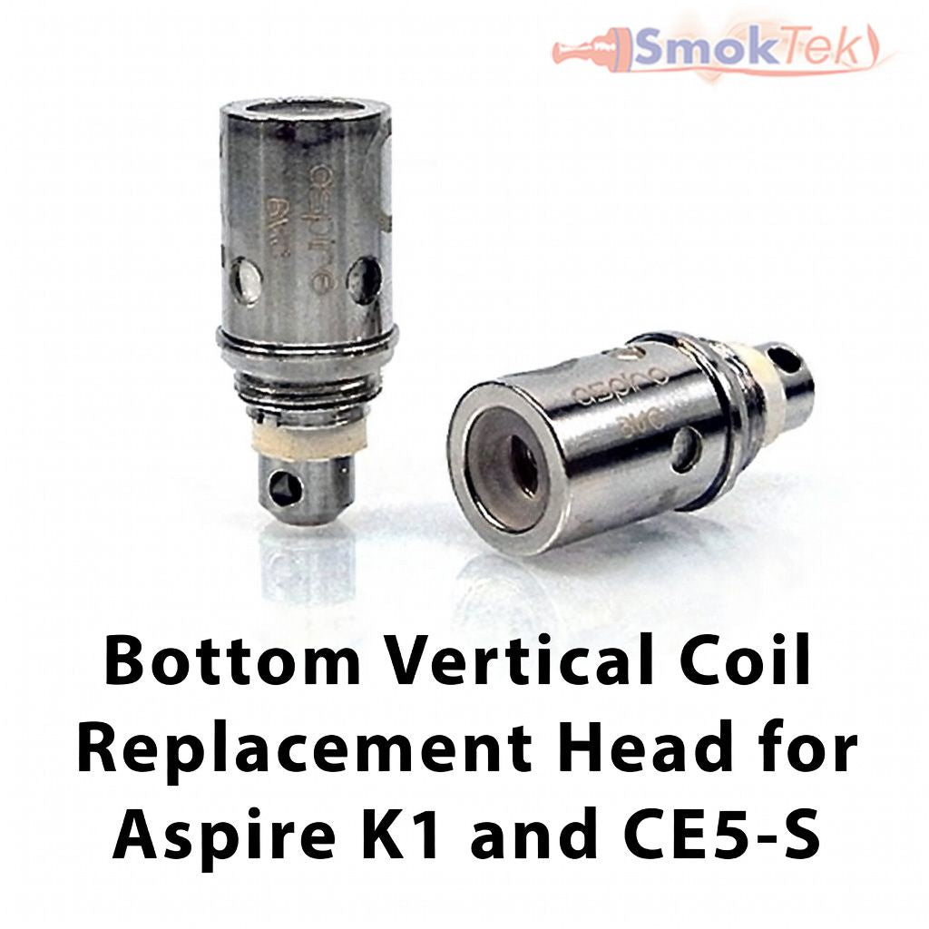 Aspire Bottom Vertical Coil Replacement Head for Aspire K1/CE5-S/Spryte - 5 Pack