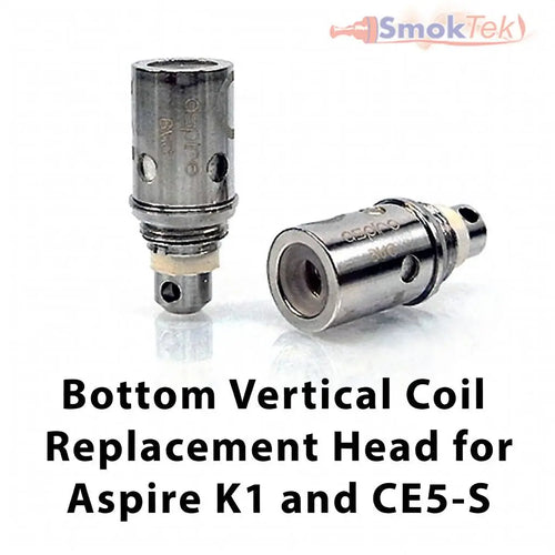 Aspire Bottom Vertical Coil Replacement Head for Aspire K1/CE5-S/Spryte - 5 Pack Aspire